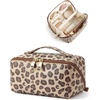 BAGSMART Makeup Bag Travel Cosmetic Bag,Women Toiletry Case, Classic Brown(06- Brown Leopard)