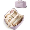 BAGSMART Makeup Bag Travel Cosmetic Bag,Women Toiletry Case, Classic Brown(11- Blush Purple)