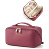 BAGSMART Makeup Bag Travel Cosmetic Bag,Women Toiletry Case, Classic Brown(15- Burgundy)