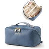 BAGSMART Makeup Bag Travel Cosmetic Bag,Women Toiletry Case, Classic Brown(21- Vintage Denim Blue)
