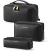 BAGSMART Makeup Bag Travel Cosmetic Bag,Women Toiletry Case, Classic Brown(32-Black)