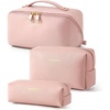 BAGSMART Makeup Bag Travel Cosmetic Bag,Women Toiletry Case, Classic Brown(33-Nude Pink)