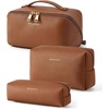 BAGSMART Makeup Bag Travel Cosmetic Bag,Women Toiletry Case, Classic Brown(34-Coffee Brown)