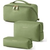 BAGSMART Makeup Bag Travel Cosmetic Bag,Women Toiletry Case, Classic Brown(36-Dark Green)