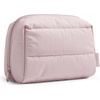 BAGSMART Small Makeup Bag, Puffy Wide-open Zipper Cosmetic Pouch, Pink(Baby Pink)