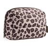 BAGSMART Small Makeup Bag, Puffy Wide-open Zipper Cosmetic Pouch, Pink(Leopard)