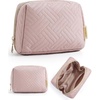 BAGSMART Small Makeup Bag, Puffy Wide-open Zipper Cosmetic Pouch, Pink(Pink)