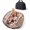 BAGSMART Travel Makeup Bag, Fold-Down Cosmetic Pouch for Women, Pink(Black)