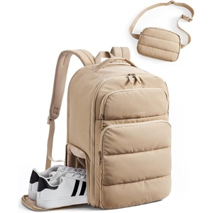 BAGSMART 35L Travel Backpack for Women, 17.3″ Carry-On Personal Item(Desert)