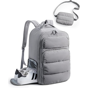 BAGSMART 35L Travel Backpack for Women, 17.3″ Carry-On Personal Item(Grey)