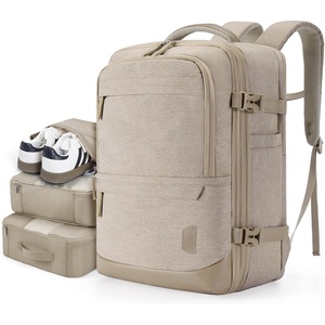BAGSMART 37L Expandable Travel Backpack Compression Carry On Daypack(Khaki)