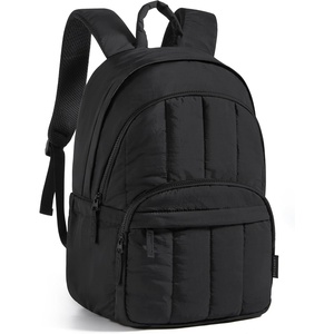 BAGSMART College Laptop Backpack,Cute Travel Backpack for Women,Quilted Computer Bookbag(01-black)