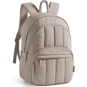 BAGSMART College Laptop Backpack,Cute Travel Backpack for Women,Quilted Computer Bookbag(03-camel)