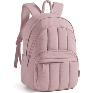 BAGSMART College Laptop Backpack,Cute Travel Backpack for Women,Quilted Computer Bookbag(09-rose Purple)