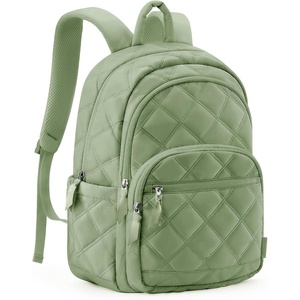BAGSMART College Laptop Backpack,Cute Travel Backpack for Women,Quilted Computer Bookbag(14-green)