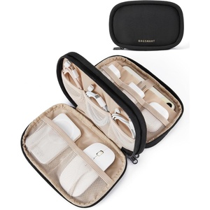 BAGSMART Electronics Organizer Travel Case for Cords Chargers Phones, Black(A-Double Layer Black)