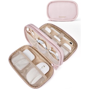 BAGSMART Electronics Organizer Travel Case for Cords Chargers Phones, Black(A-Double Layer Pink)
