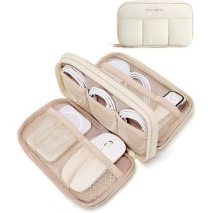 BAGSMART Electronics Organizer Travel Case for Cords Chargers Phones, Pink(Beige)