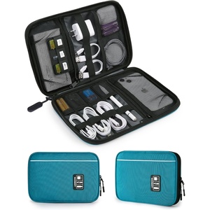 BAGSMART Large Electronic Organizer Travel Case for Tech Accessories, Black(Blue)