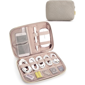 BAGSMART Large Electronics Travel Organizer Case for Women, Pink(F-Warm Grey)