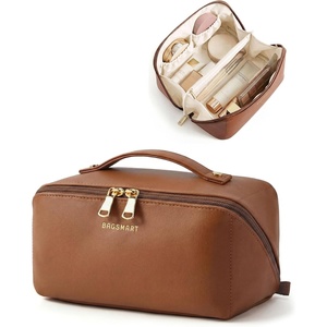 BAGSMART Makeup Bag Travel Cosmetic Bag,Women Toiletry Case, Classic Brown(09- Coffee Brown)
