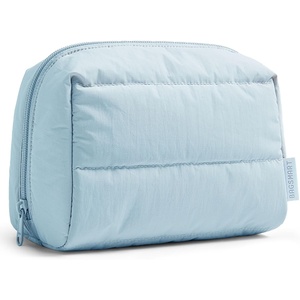 BAGSMART Small Makeup Bag, Puffy Wide-open Zipper Cosmetic Pouch, Pink(Baby Blue)