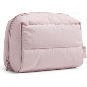 BAGSMART Small Makeup Bag, Puffy Wide-open Zipper Cosmetic Pouch, Pink(Baby Pink)