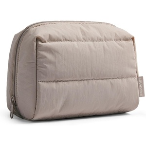 BAGSMART Small Makeup Bag, Puffy Wide-open Zipper Cosmetic Pouch, Pink(Camel)
