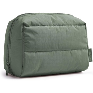 BAGSMART Small Makeup Bag, Puffy Wide-open Zipper Cosmetic Pouch, Pink(Haze Green)
