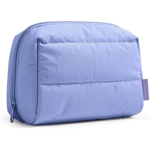 BAGSMART Small Makeup Bag, Puffy Wide-open Zipper Cosmetic Pouch, Pink(Lavender Purple)