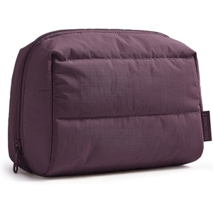 BAGSMART Small Makeup Bag, Puffy Wide-open Zipper Cosmetic Pouch, Pink(Plum Purple)