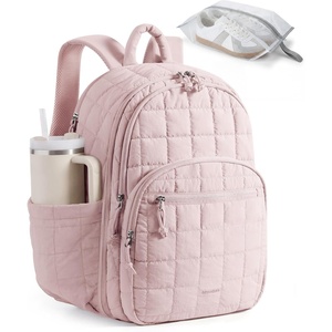 BAGSMART Travel Backpack for Women, 15.6″ College Laptop Backpack, Black(Blush)