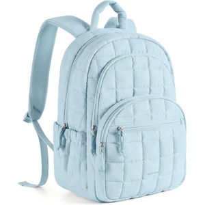 BAGSMART Travel Backpack for Women, 15.6″ College Laptop Backpack, Black(Sky Blue)