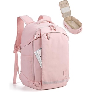 BAGSMART Travel Backpack for Women, 15.6 Inch Carry On Bag, Light Blue(Baby Pink)