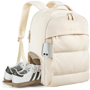 BAGSMART Travel Backpack for Women, Gym Backpack with Shoe Compartment(Beige)