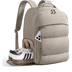BAGSMART Travel Backpack for Women, Gym Backpack with Shoe Compartment(Camel)