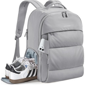 BAGSMART Travel Backpack for Women, Gym Backpack with Shoe Compartment(Grey)