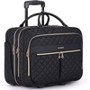 BAGSMART Rolling Laptop Bag Women, 17.3-Inch Quilted Briefcase on Wheels, Computer Case for Business Travel Work(Black)