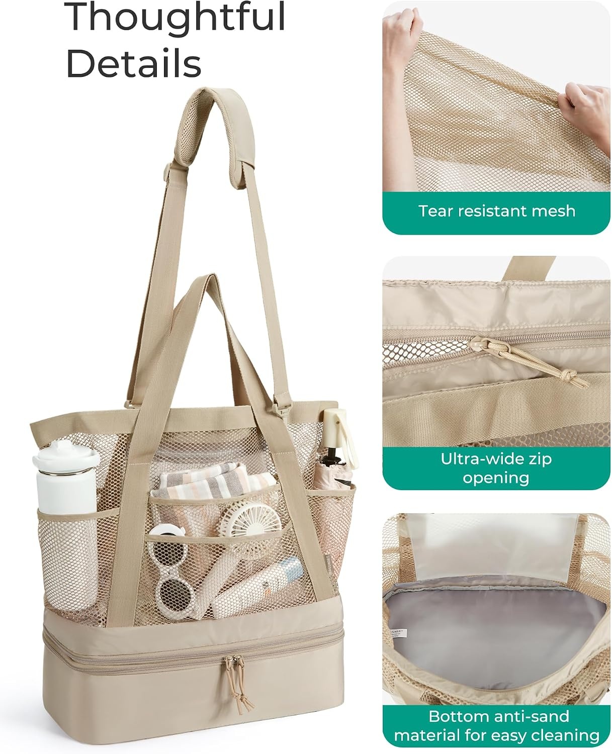 image:imageBAGSMART Beach Bag for Women Large Beach Bag Swim Pool BagBlue