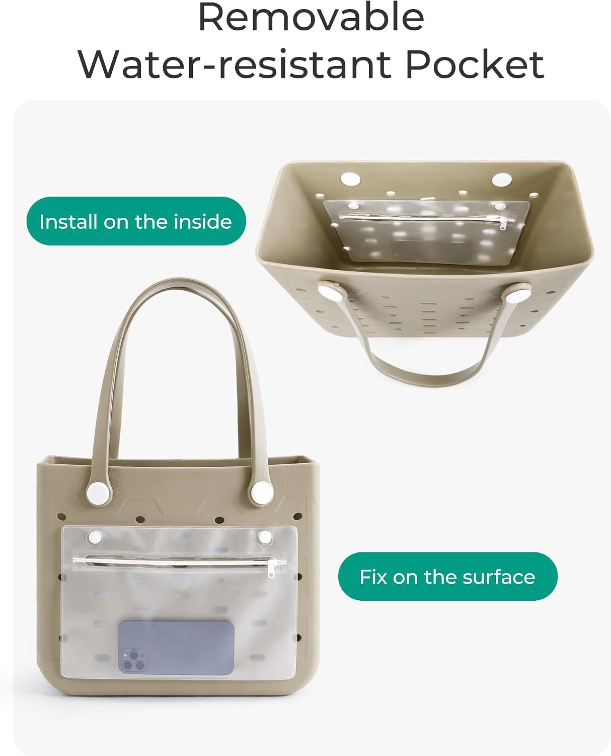 image:imageBAGSMART Beach Bag for Women Waterresistant Rubber Tote Bag Sandproof Vacation Essentials for Summer Swim Cruise PoolCoral