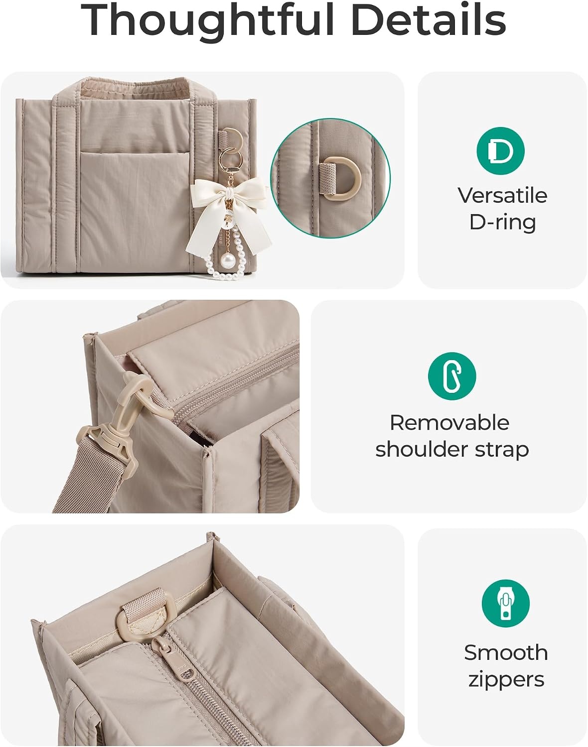 image:imageBAGSMART Boxy Tote Bag for Women Crossbody Work Bag with ZipperLight Pink