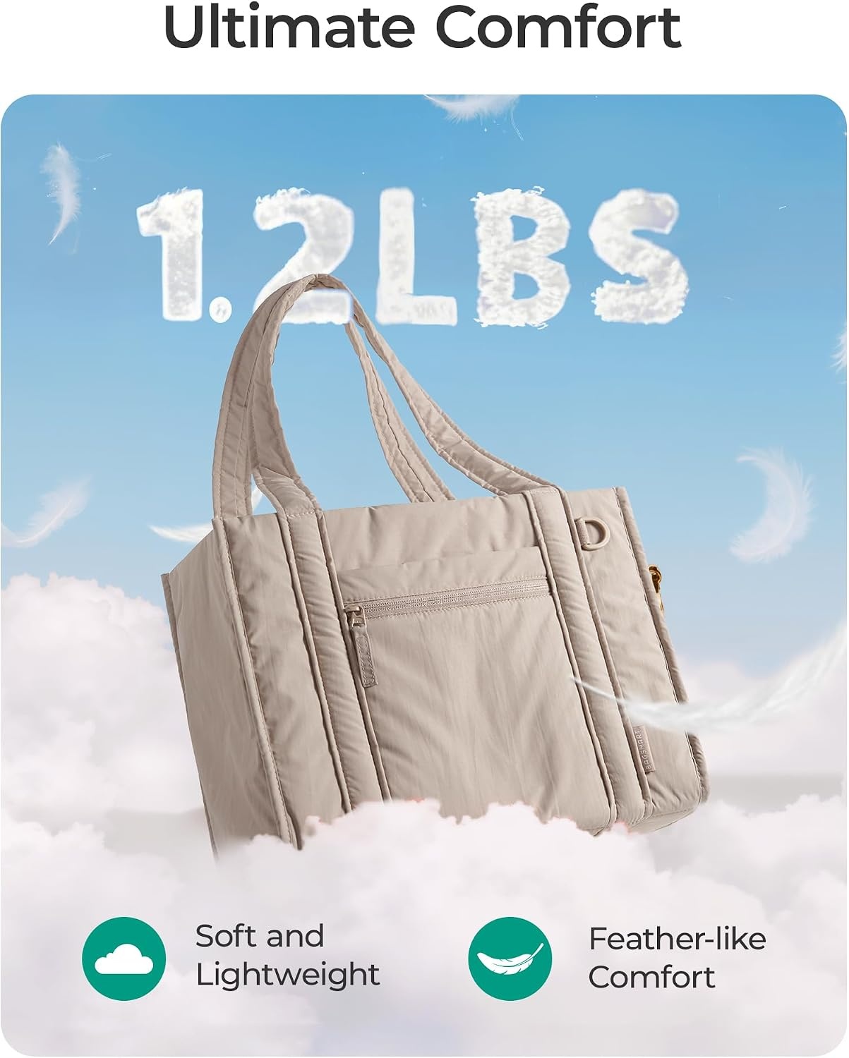 image:imageBAGSMART Boxy Tote Bag for Women Crossbody Work Bag with ZipperPink