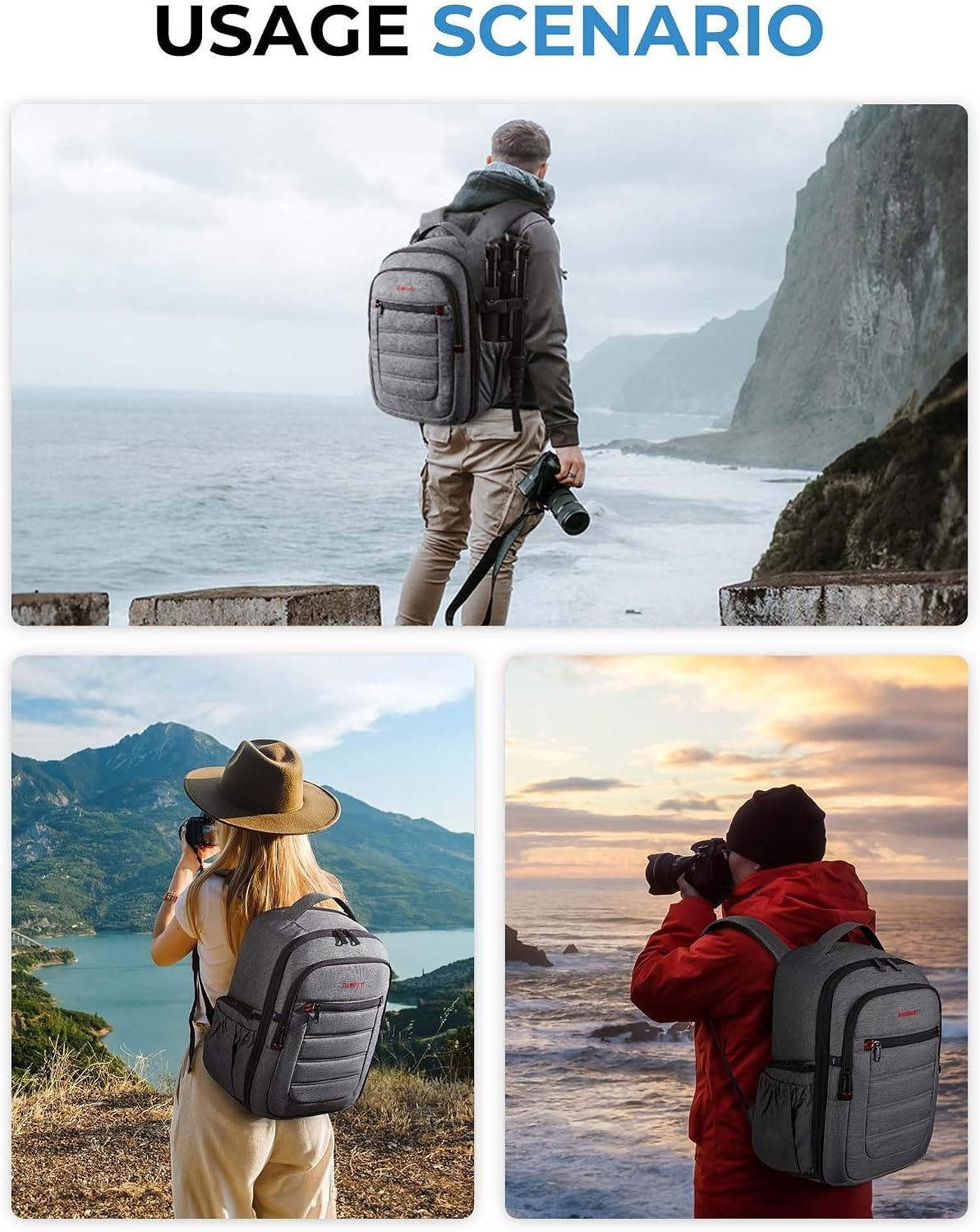 image:imageBAGSMART Camera Bag DSLR SLR Small Camera Backpack Fits 13 Inch Laptop Photography Backpacks with Rain Cover amp Tripod Holder