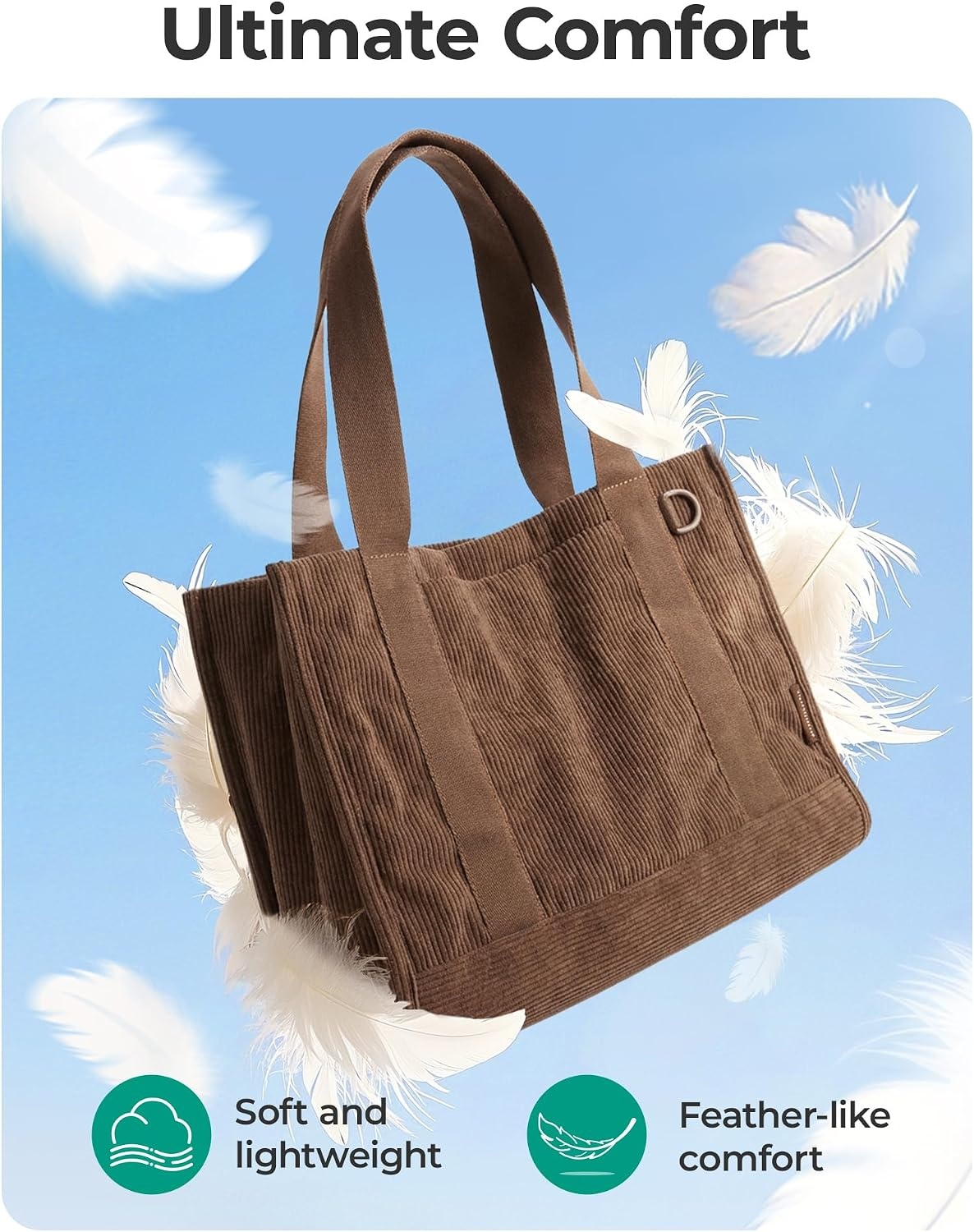 image:imageBAGSMART Corduroy Tote Bag for Women Small College Teacher Laptop HandbagCream Beige