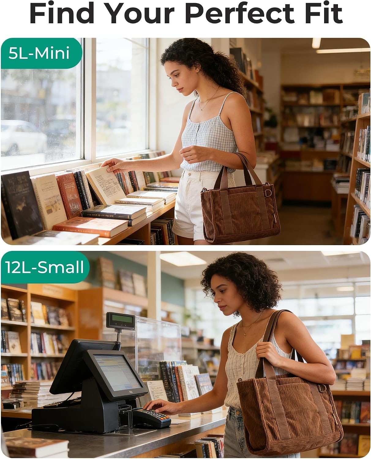 image:imageBAGSMART Corduroy Tote Bag for Women Small College Teacher Laptop HandbagMocha Brown