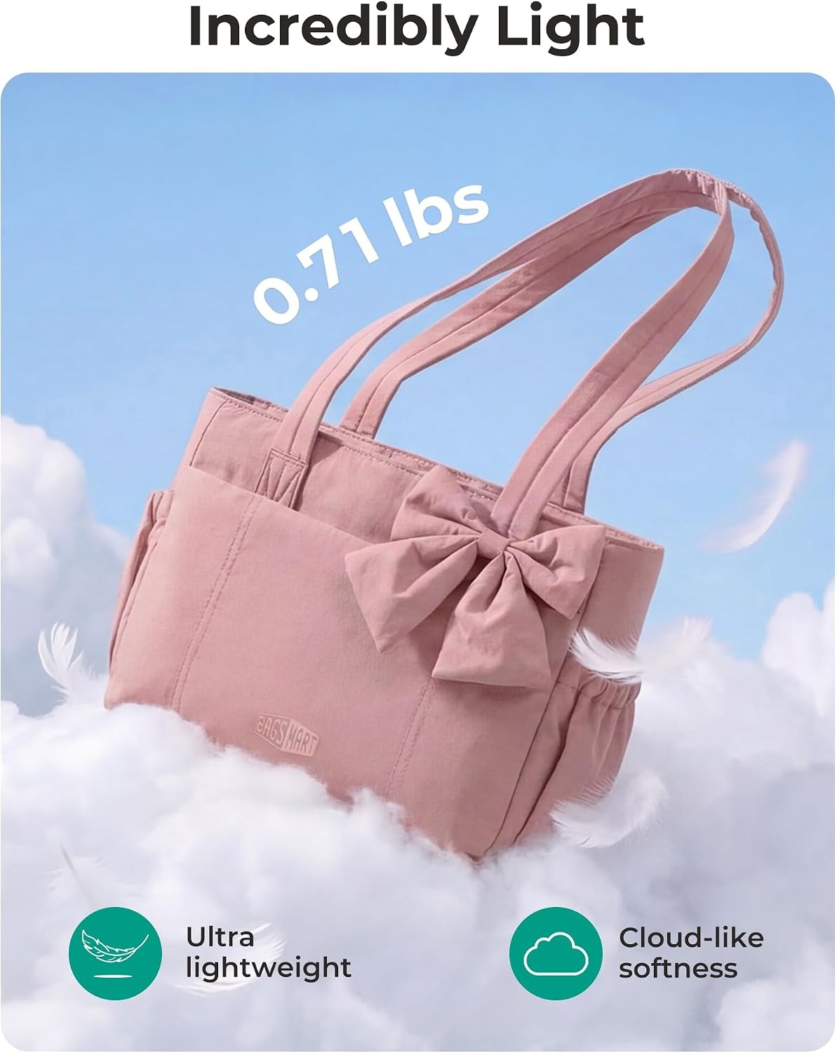 image:imageBAGSMART Crush Bow Tote Bag for Women Puffer Travel Work Yoga Laptop BagDark Brown