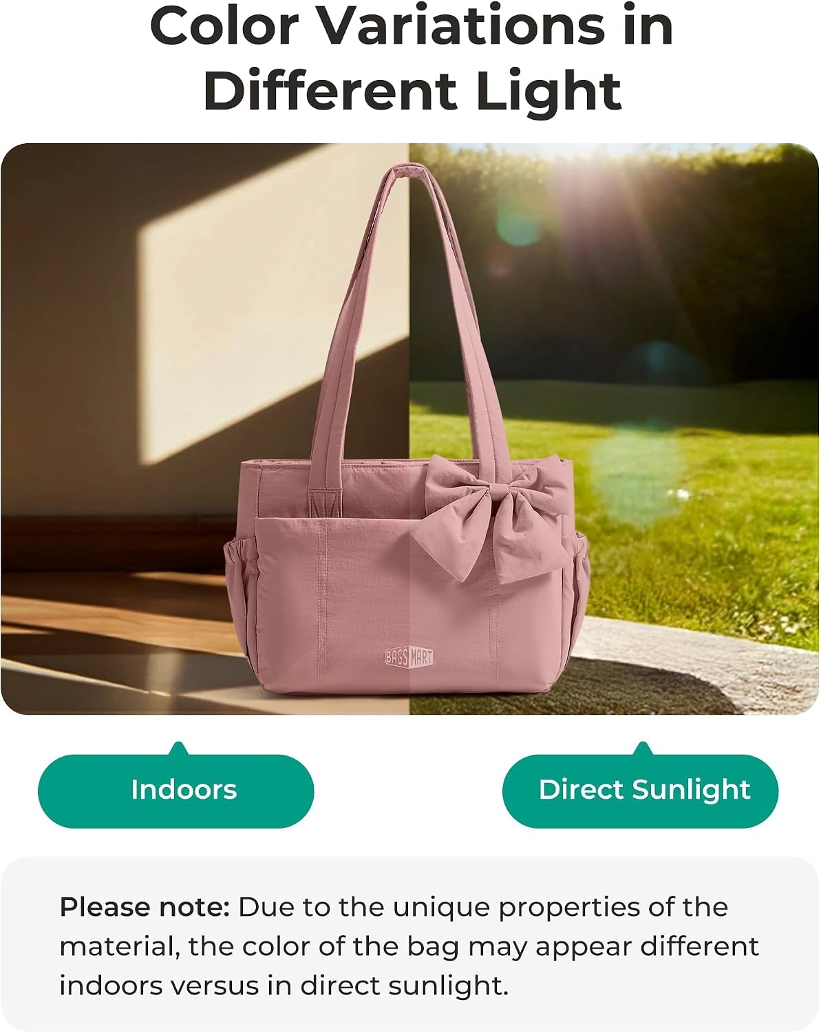 image:imageBAGSMART Crush Bow Tote Bag for Women Puffer Travel Work Yoga Laptop BagDark Pink