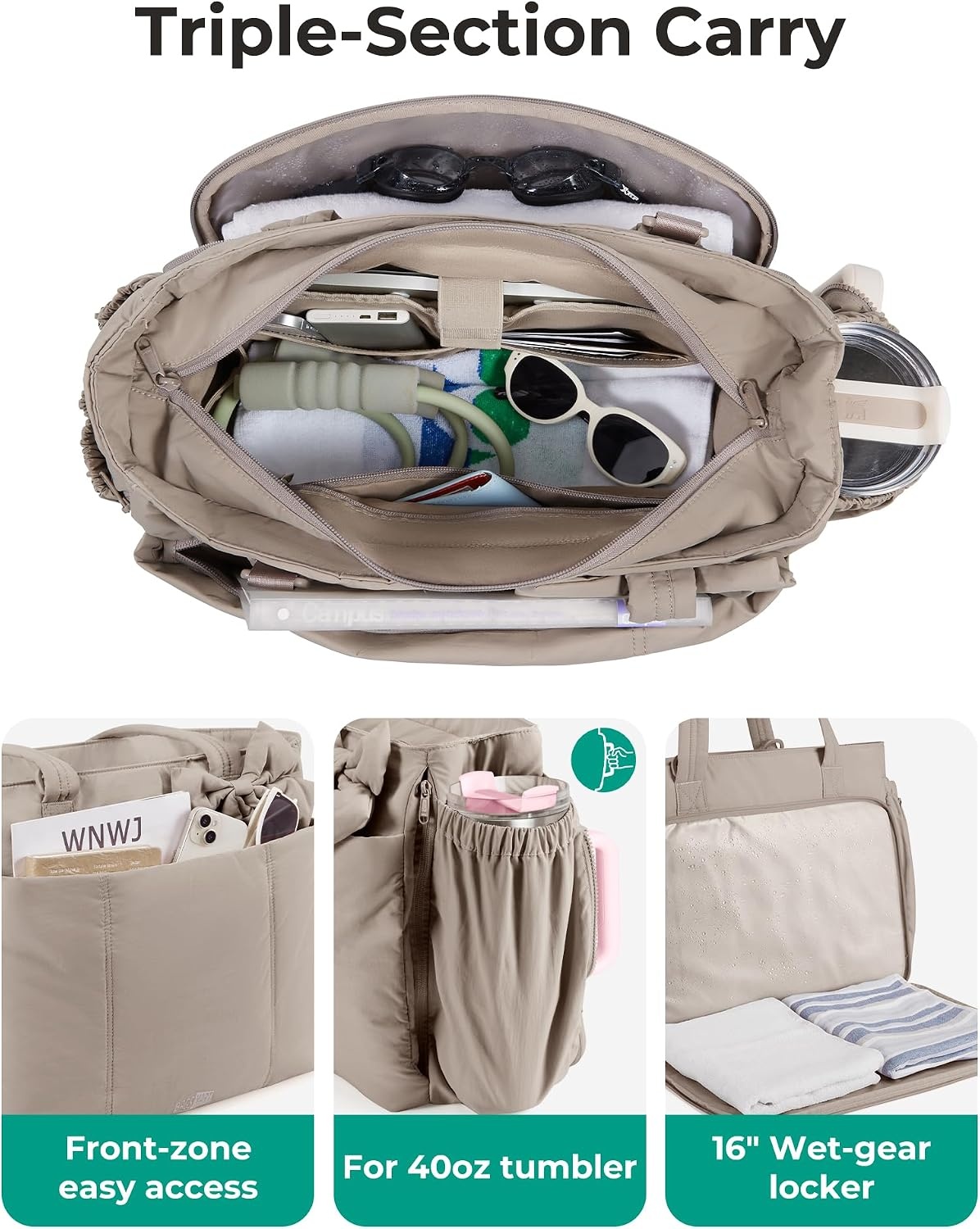 image:imageBAGSMART Crush Bow Tote Bag for Women Puffer Travel Work Yoga Laptop BagDirty Pink