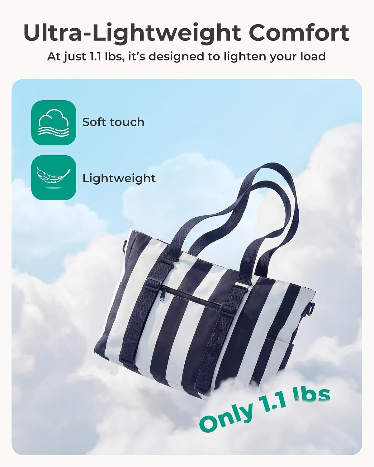 image:imageBAGSMART Large Beach Bag for Women Oversize Tote Bag for TravelSwim PoolSummerNautical Stripe