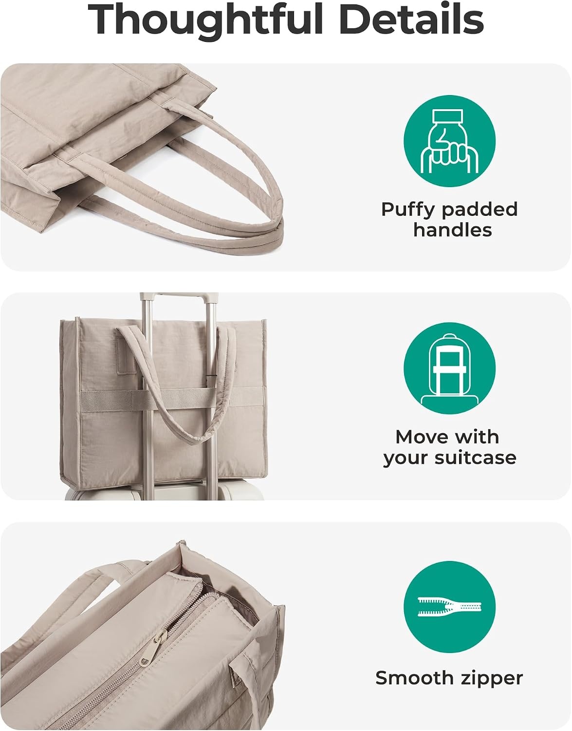 image:imageBAGSMART Puffer Tote Bag for Women 21L26L Work Tote Shoulder HandbagBlack1
